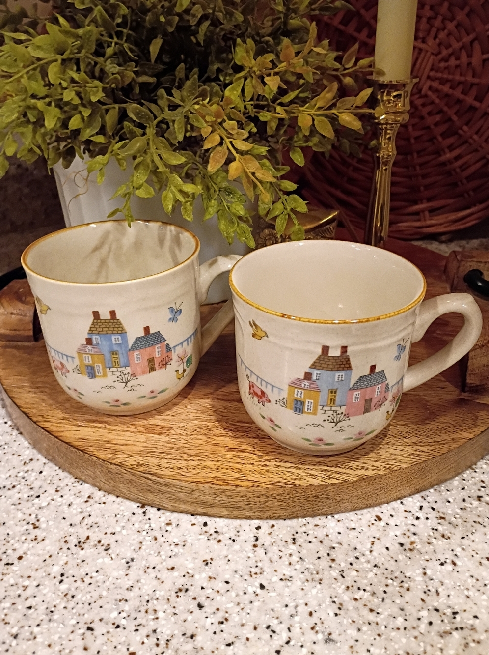 Vintage International Stoneware Heartland Mugs Set Of 2 Cottagecore Grandma